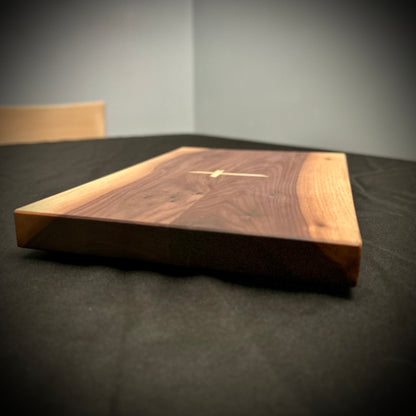 Walnut Face Grain Cutting Board with Maple Cross Inlay